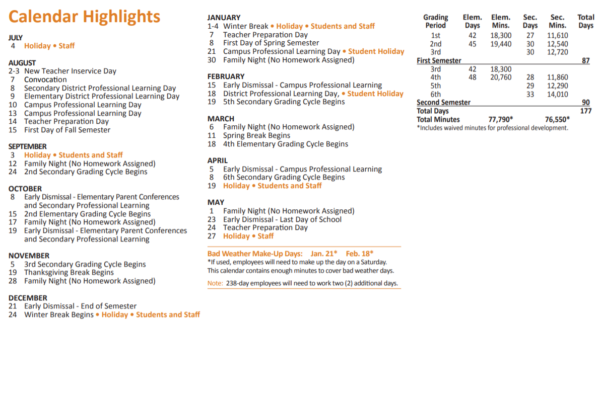 District School Academic Calendar Key for Opport Awareness Ctr