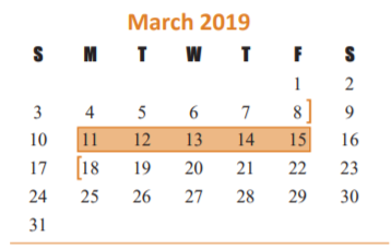 District School Academic Calendar for Roberta Wright Rylander Elementary for March 2019