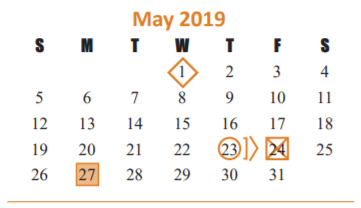 District School Academic Calendar for Katy Junior High for May 2019