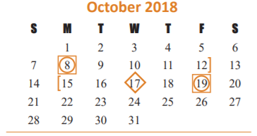 District School Academic Calendar for Roberta Wright Rylander Elementary for October 2018