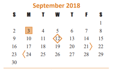 District School Academic Calendar for Katy Elementary for September 2018