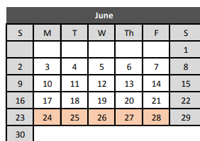 District School Academic Calendar for Park Glen Elementary for June 2019