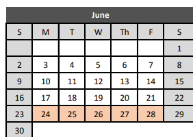 District School Academic Calendar for Bear Creek Intermediate for June 2019