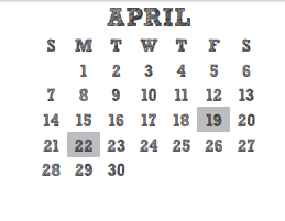 District School Academic Calendar for Epps Island Elementary for April 2019