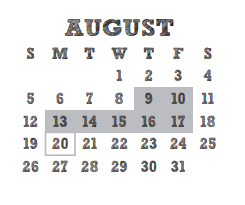 District School Academic Calendar for Schultz Elementary for August 2018