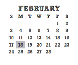 District School Academic Calendar for Greenwood Forest Elementary for February 2019