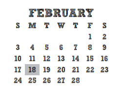 District School Academic Calendar for Ehrhardt Elementary for February 2019