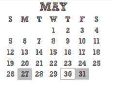 District School Academic Calendar for Kuehnle El for May 2019
