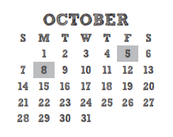 District School Academic Calendar for Lemm Elementary for October 2018