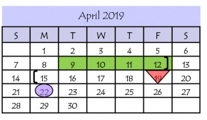 District School Academic Calendar for Diaz-Villarreal Elementary School for April 2019
