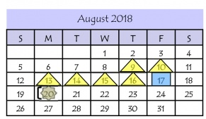 District School Academic Calendar for E B Reyna Elementary for August 2018