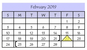 District School Academic Calendar for E B Reyna Elementary for February 2019