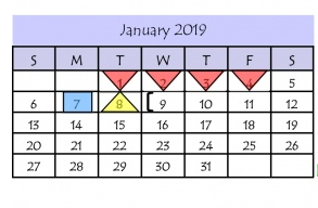 District School Academic Calendar for E B Reyna Elementary for January 2019