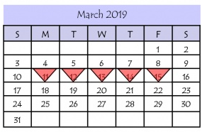 District School Academic Calendar for E B Reyna Elementary for March 2019
