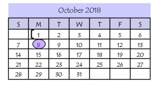 District School Academic Calendar for E B Reyna Elementary for October 2018