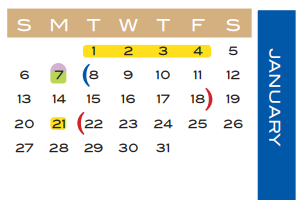 District School Academic Calendar for Juvenile Detent Ctr for January 2019