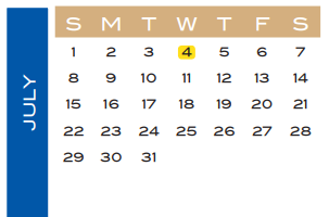 District School Academic Calendar for Travis Elementary for July 2018