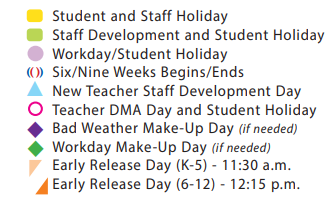 District School Academic Calendar Legend for Travis Elementary