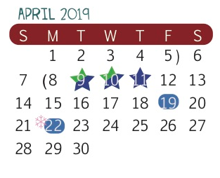 District School Academic Calendar for Christen Middle School for April 2019