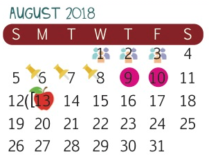 District School Academic Calendar for Ryan Elementary School for August 2018