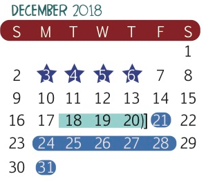 District School Academic Calendar for Christen Middle School for December 2018