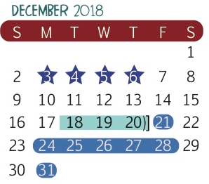 District School Academic Calendar for Joaquin Cigarroa Middle for December 2018