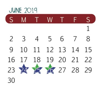 District School Academic Calendar for Christen Middle School for June 2019