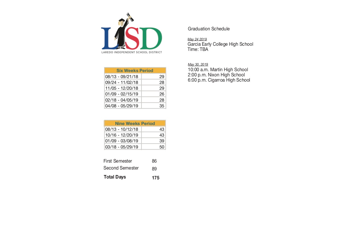 District School Academic Calendar Key for Dr Leo Cigarroa High School