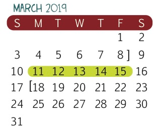 District School Academic Calendar for J C Martin Jr Elementary School for March 2019