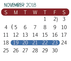 District School Academic Calendar for Leyendecker Elementary School for November 2018