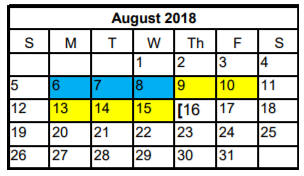 District School Academic Calendar for Steiner Ranch Elementary School for August 2018