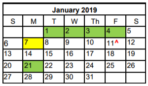 District School Academic Calendar for Westside Elementary for January 2019