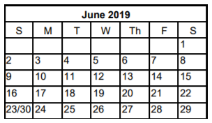 District School Academic Calendar for Rutledge Elementary School for June 2019