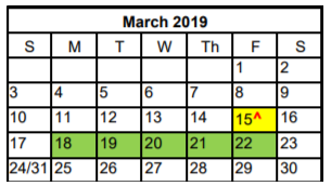 District School Academic Calendar for Cedar Park Middle School for March 2019