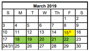 District School Academic Calendar for Leander High School for March 2019