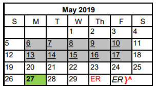 District School Academic Calendar for Parkside Elementary School for May 2019