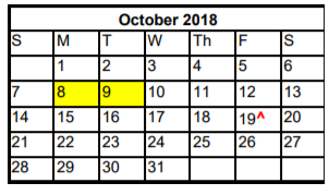 District School Academic Calendar for Canyon Ridge Middle School for October 2018