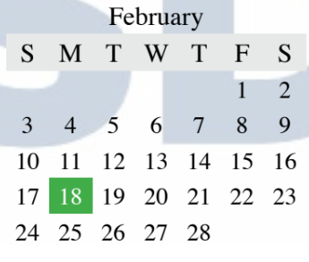 District School Academic Calendar for Garden Ridge Elementary for February 2019