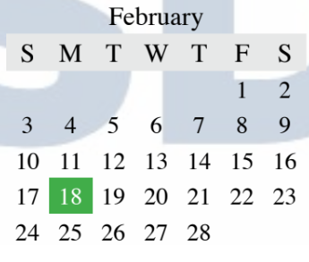 District School Academic Calendar for Timber Creek Elementary for February 2019