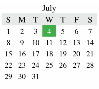 District School Academic Calendar for B B Owen Elementary for July 2018