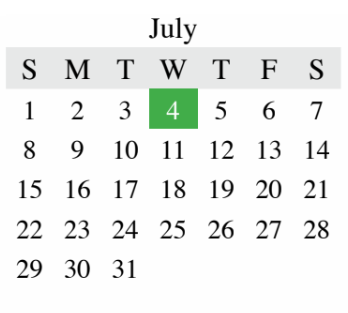 District School Academic Calendar for Timber Creek Elementary for July 2018