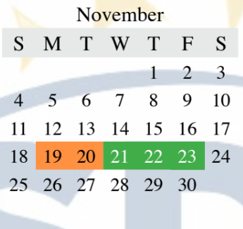 District School Academic Calendar for Arbor Creek Middle for November 2018