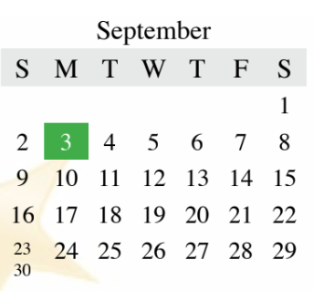 District School Academic Calendar for Middle School #15 for September 2018