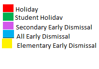 District School Academic Calendar Legend for Whiteside Elementary