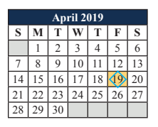 District School Academic Calendar for Carol Holt Elementary for April 2019