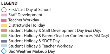 District School Academic Calendar Legend for Cross Timbers Intermediate