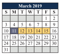 District School Academic Calendar for Elizabeth Smith Elementary for March 2019