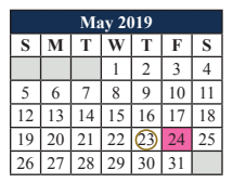 District School Academic Calendar for Mary L Cabaniss Elementary for May 2019