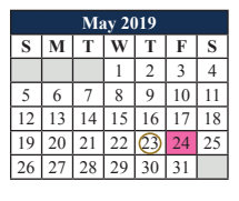 District School Academic Calendar for Elizabeth Smith Elementary for May 2019