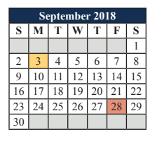 District School Academic Calendar for Alter Ed Ctr for September 2018